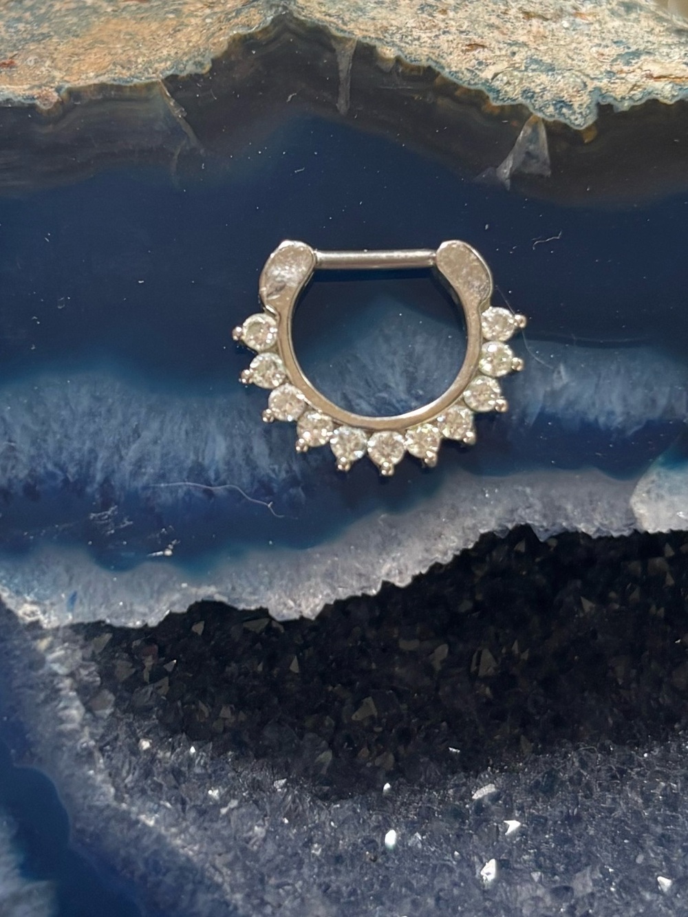 Sterling Silver White CZ Septum Clicker